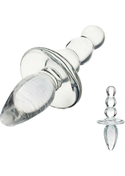 Glas Titus Beaded Butt Plug - Clear