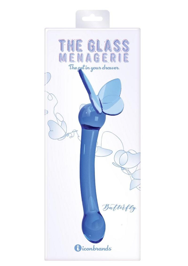 Glass Menagerie Butterfly G-Spot Dildo - Blue/Dark Blue