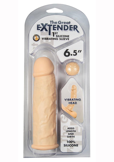 Great Extender 1st Silicone Vibrating Sleeve - Vanilla - 6.5in