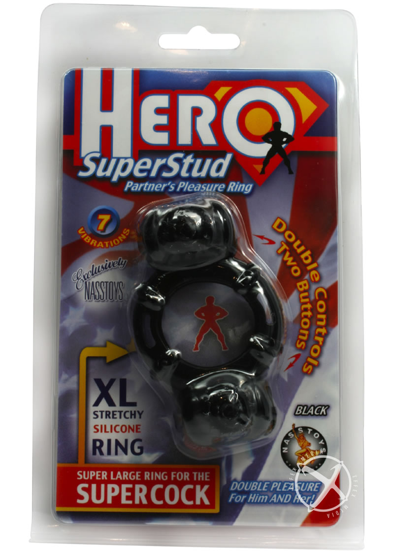 Hero Super Stud Partners Pleasure Silcione Cock Ring XL - Black