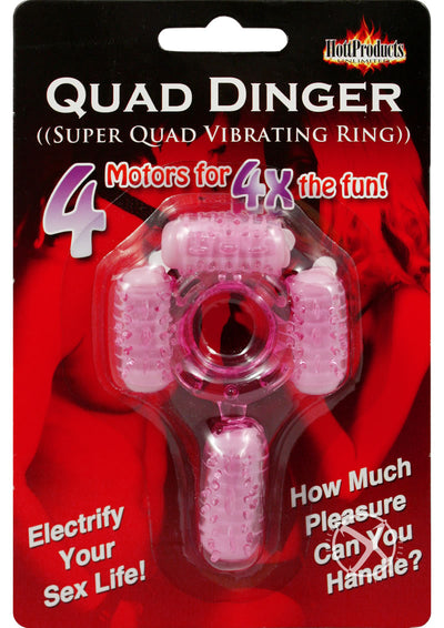 Humm Dinger Super Quad Vibrating Cock Ring - Magenta/Pink