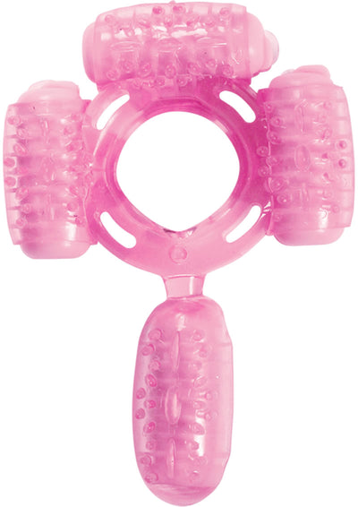 Humm Dinger Super Quad Vibrating Cock Ring - Magenta/Pink