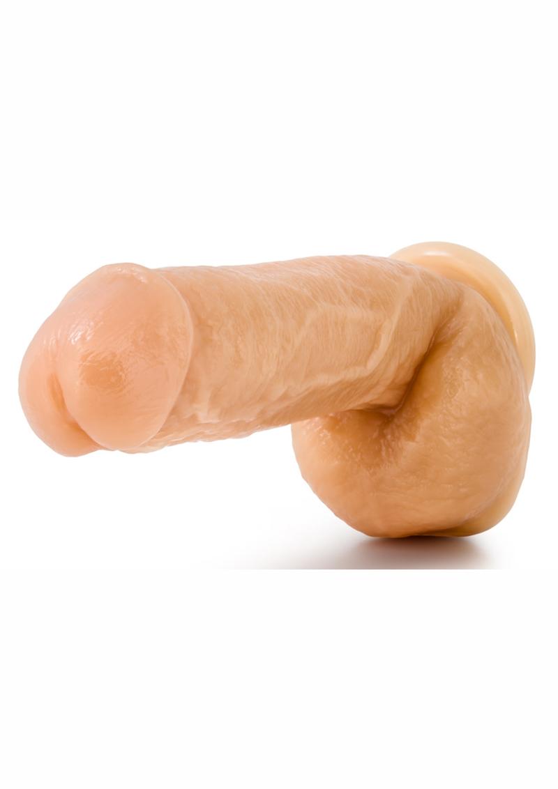 Hung Rider Trigger Dildo with Balls - Flesh/Vanilla - 8.5in