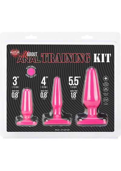 Hustler All About Anal Training Kit Silicone Anal Plugs - Pink - 3 Each Per Kit