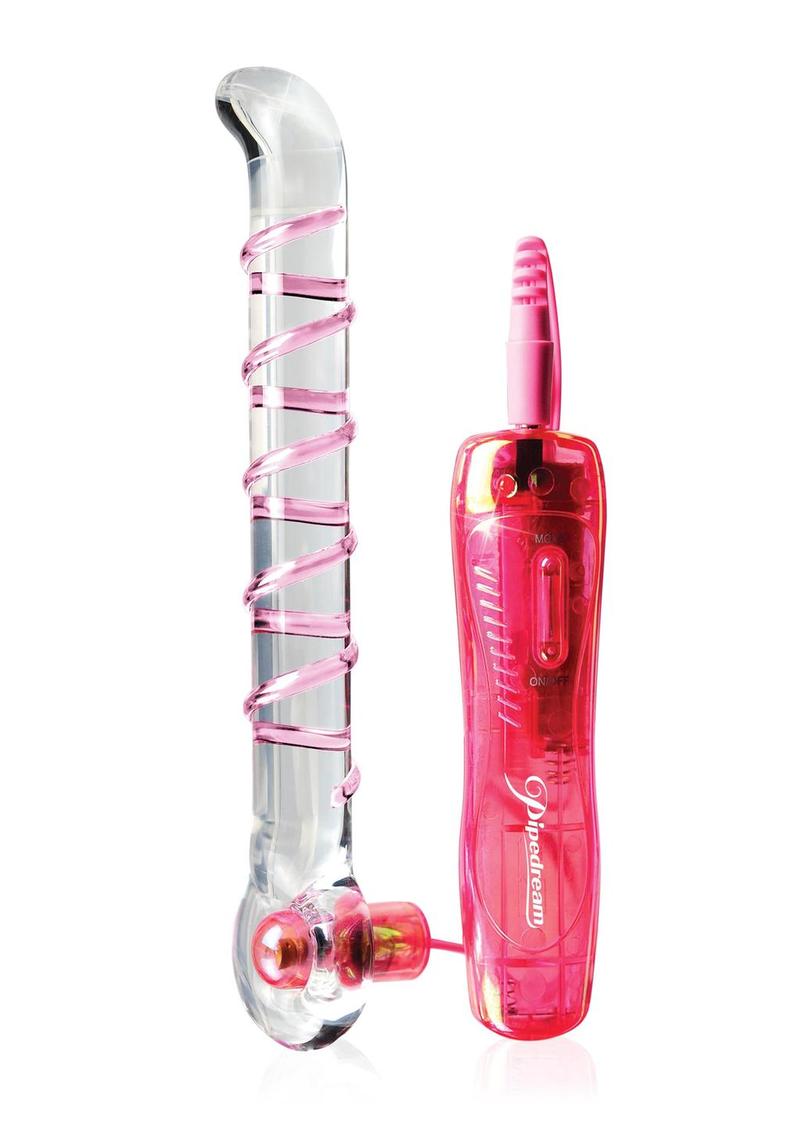 Icicles No. 4 Vibrating Glass G-Spot Wand with Remote Control - Clear/Pink