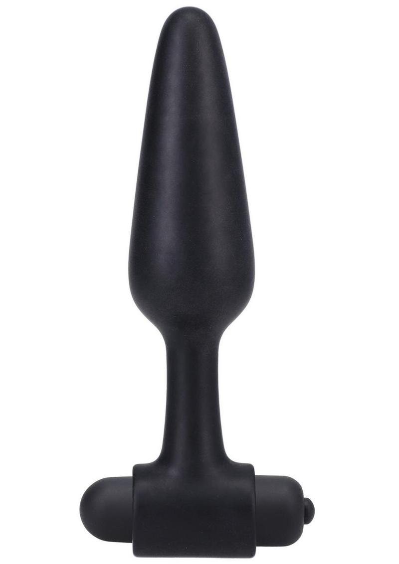 In A Bag Silicone Vibrating Butt Plug - Black - 5in