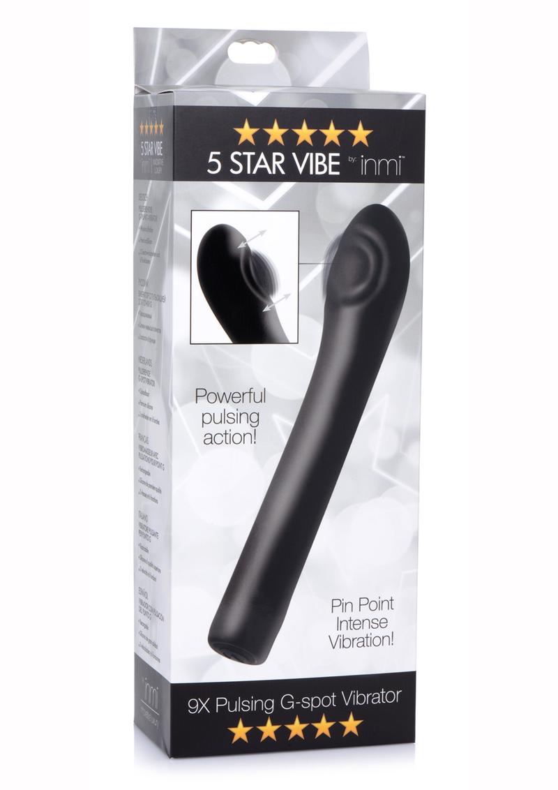 Inmi 5 Star 9x Pulsing Rechargeable Silicone G-Spot Vibrator - Black