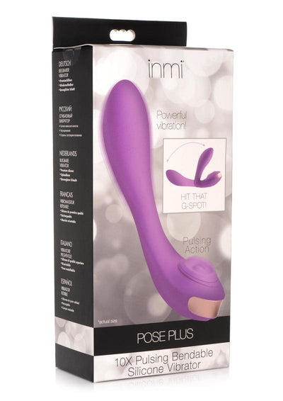 Inmi Pose Plus Rechargeable Silicone 10x Pulsing Bendable Vibrator - Purple