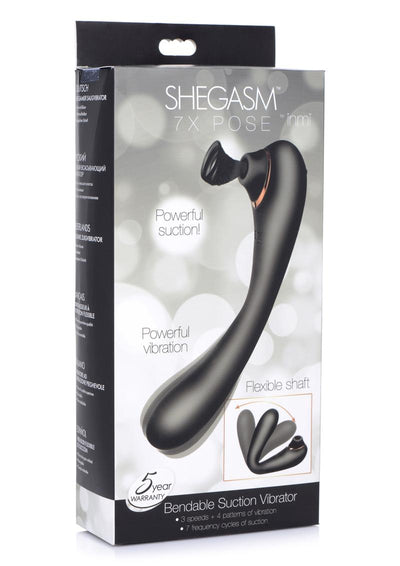 Inmi Shegasm 7x Pose Silicone Rechargeable Suction Vibrator - Black/Gold