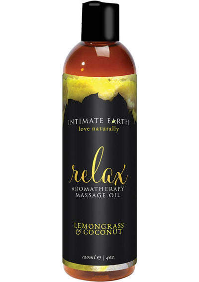 Intimate Earth Relax Aromatherapy Massage Oil Lemongrass and Coconut - 4oz