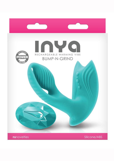 Inya Bump-N-Grind Silicone Rechargeable Warming Vibrator with Remote Control - Teal