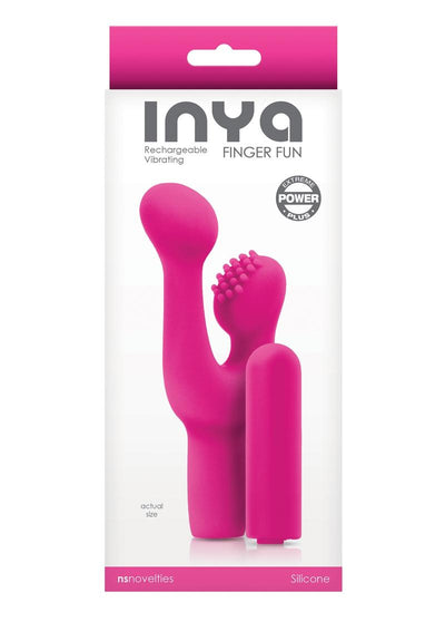 Inya Finger Fun Silicone Rechargeable Vibrating Clitoral Stimulator - Pink