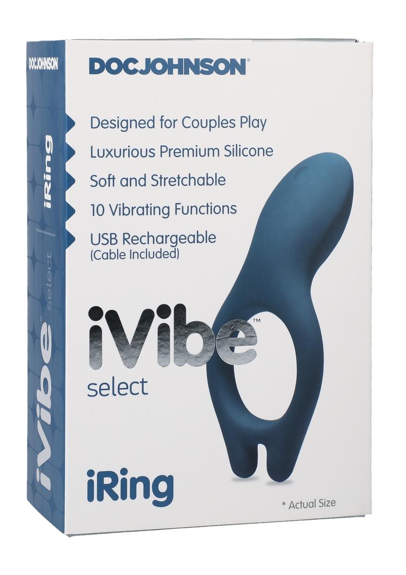 iVibe Select iRing Rechargeable Silicone Vibrating Cock Ring - Marine - Blue