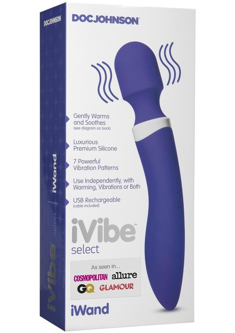 iVibe Select Silicone iWand USB Rechargeable Vibrator Waterproof - Purple - 10in