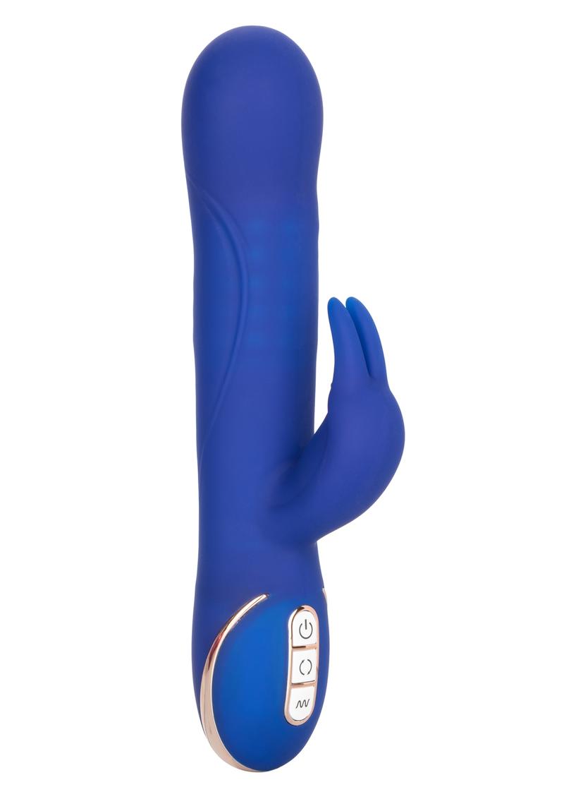 Jack Rabbit Signature Silicone Rotating Beaded Rabbit Vibrator Multi Function USB Rechargeable Waterproof - Blue