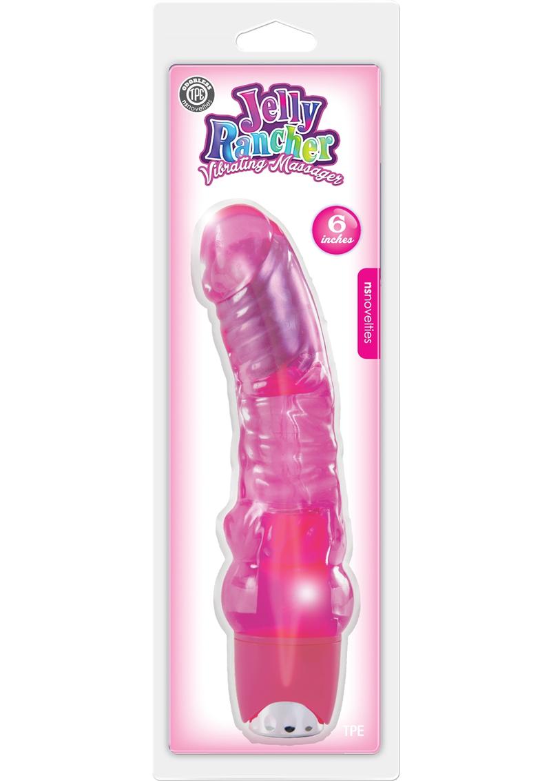 Jelly Rancher Vibrating Massager Dildo - Pink - 6in