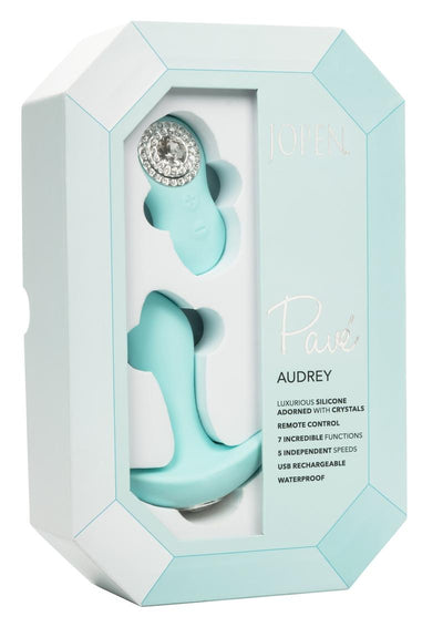 Jopen Pave Audrey Rechargeable Silicone Vibrating Probe with Crystals and Remote Control - Teal