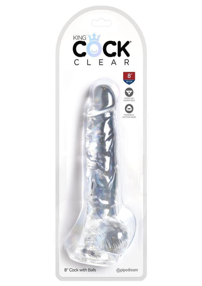 King Cock Dildo with Balls - Clear - 8in