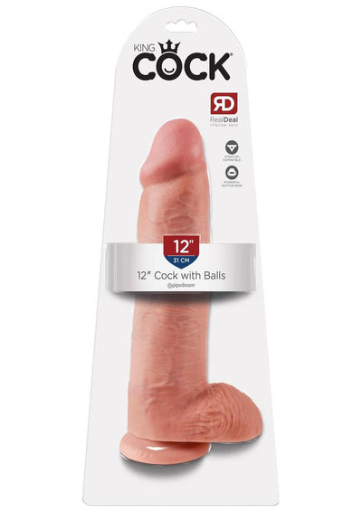 King Cock Dildo with Balls - Vanilla - 12in