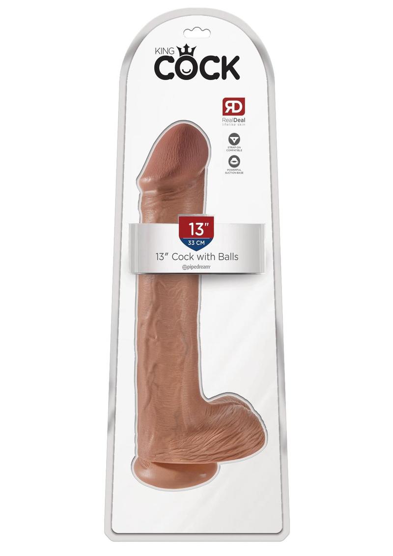 King Cock Dildo with Balls - Caramel - 13in