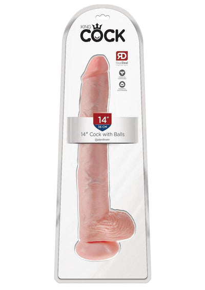 King Cock Dildo with Balls - Vanilla - 14in