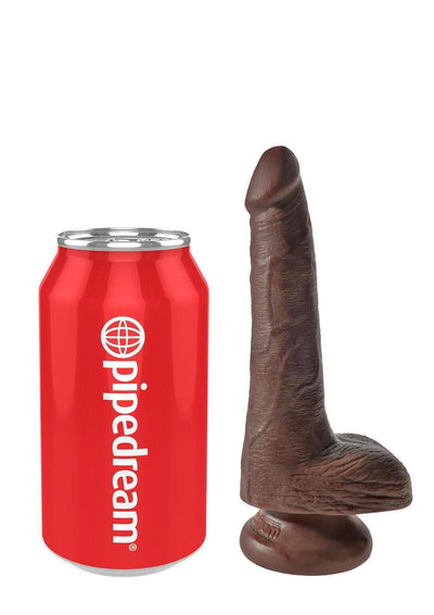 King Cock Dildo with Balls - Brown/Chocolate - 6in