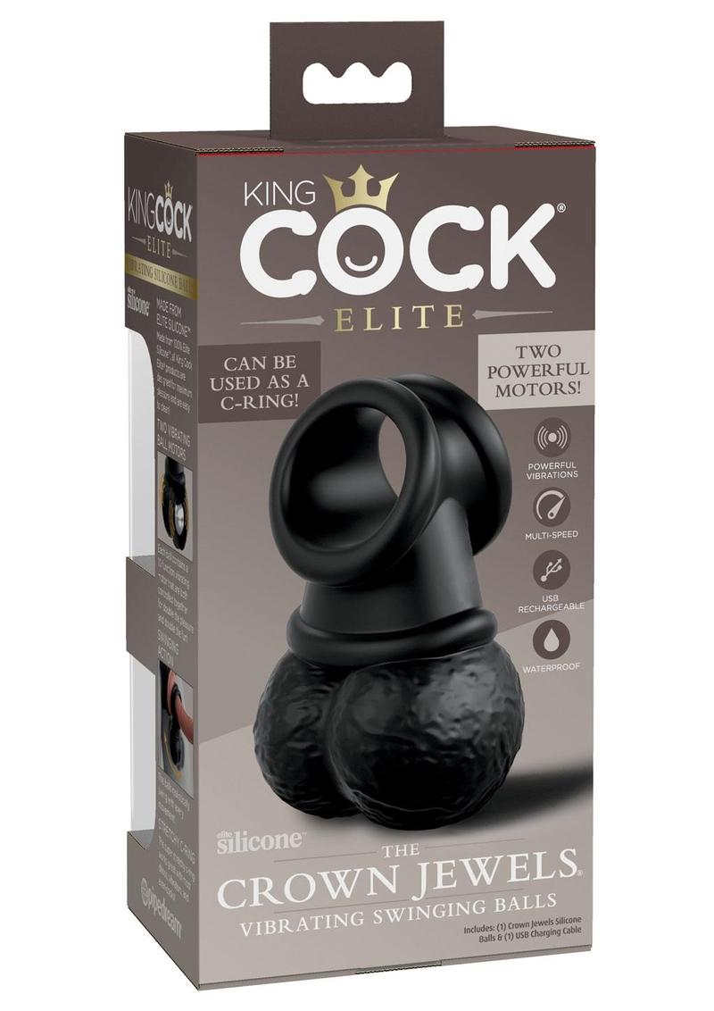 King Cock Elite Crown Jewels Vibrating Rechargeable Silicone Balls and Cockring