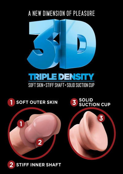 King Cock Plus Triple Density Dildo with Balls - Vanilla - 5in