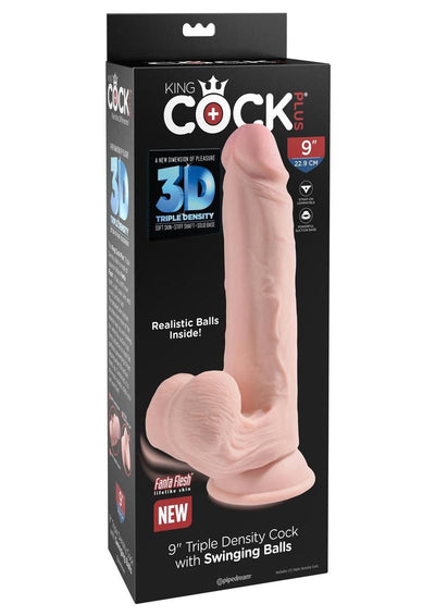 King Cock Triple Density Cock with Swinging Balls - Vanilla - 9in