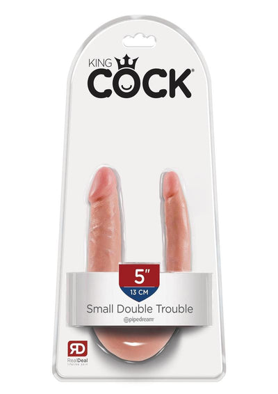 King Cock U-Shaped Small Double Trouble Dildo - Flesh/Vanilla - Small