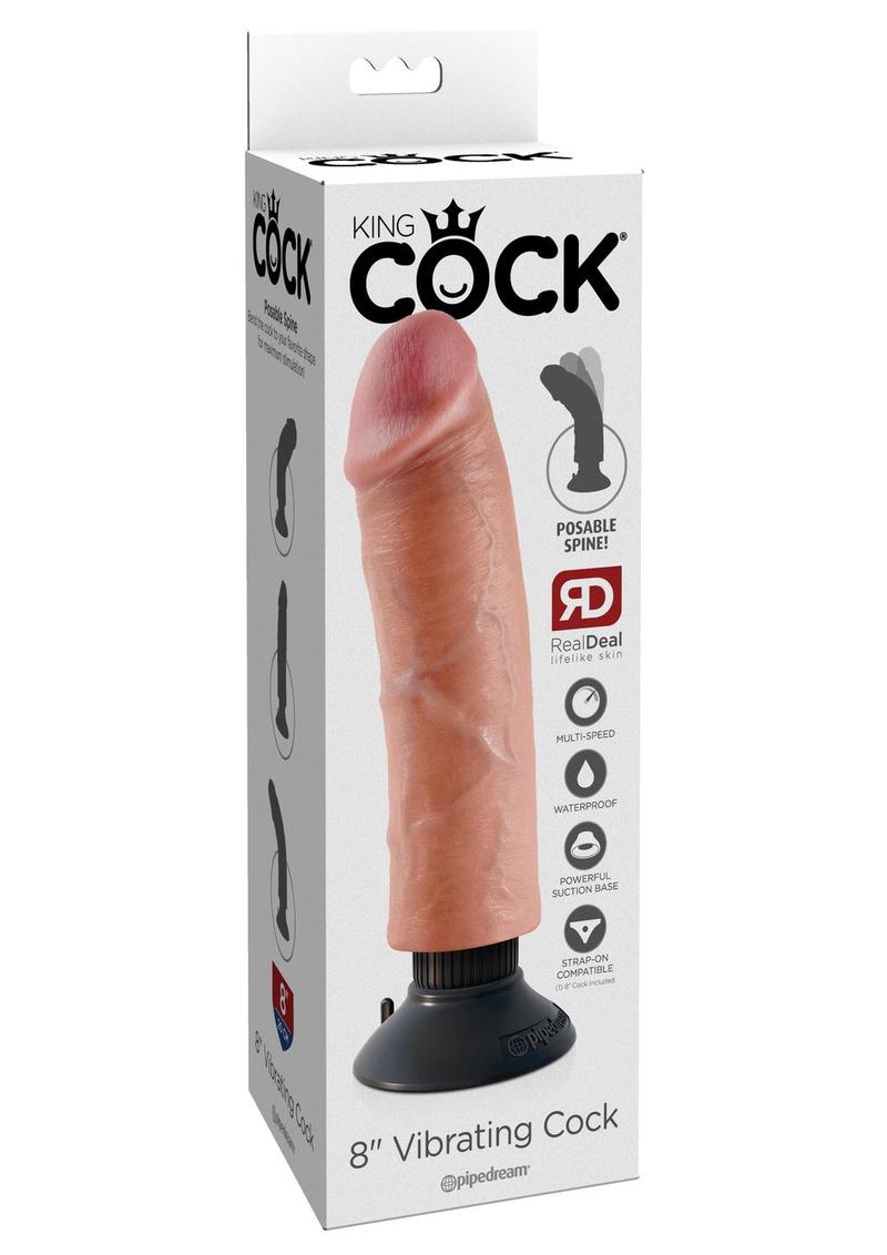 King Cock Vibrating Dildo - Flesh/Vanilla - 8in