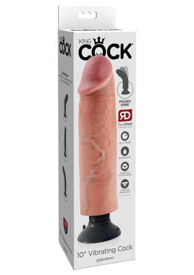 King Cock Vibrating Realistic Dildo Waterproof - Vanilla - 10in