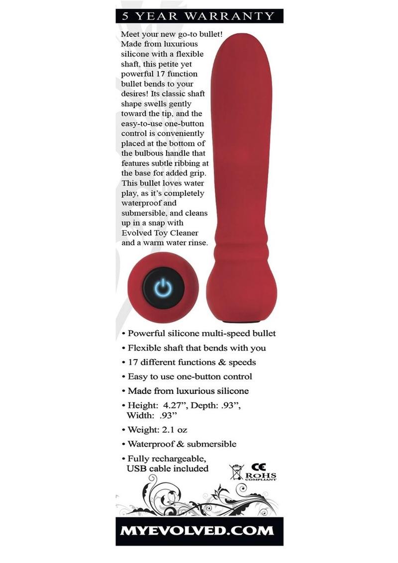 Lady In Red Rechargeable Silicone Bullet Vibrator with 17 Functions and Speeds