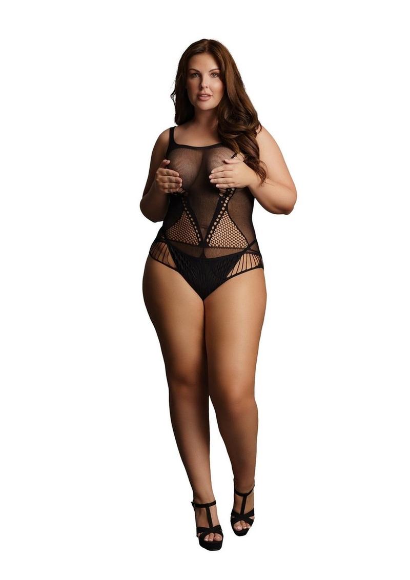 Le Desir Contrast Net Teddy - Black - Queen