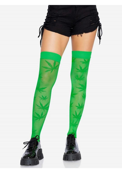 Leg Avenue 420 Net Thigh High - Green - One Size