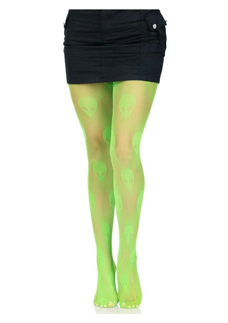 Leg Avenue Alien Net Tights - Green - One Size