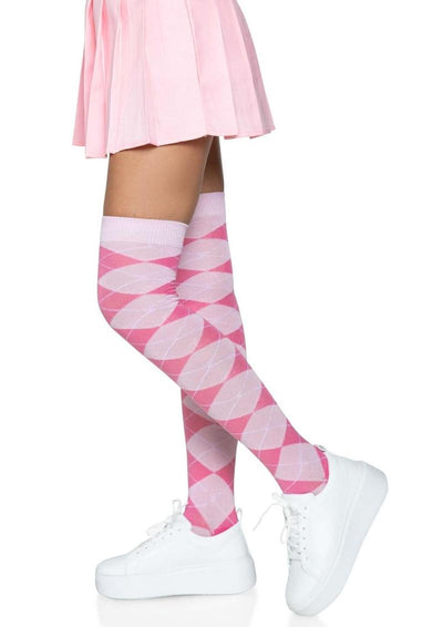 Leg Avenue Argyle Knit Over The Knee Socks