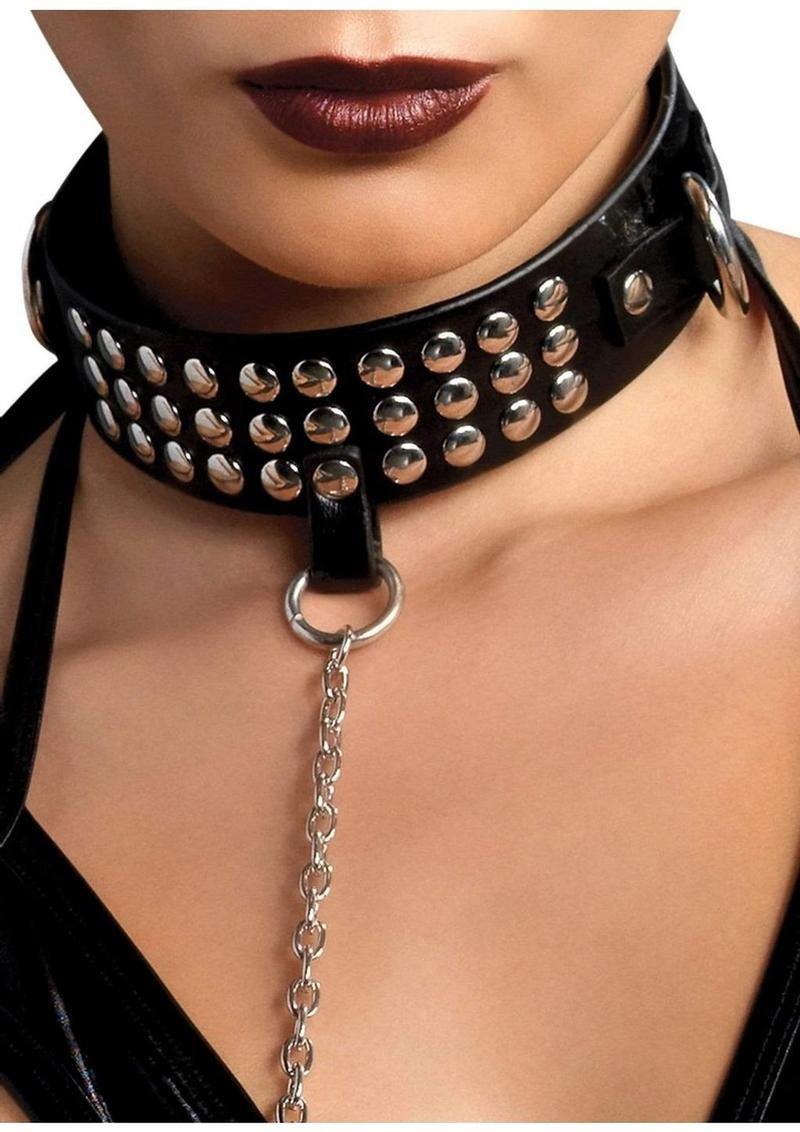 Leg Avenue Bondage Collar and Leash - Black - One Size