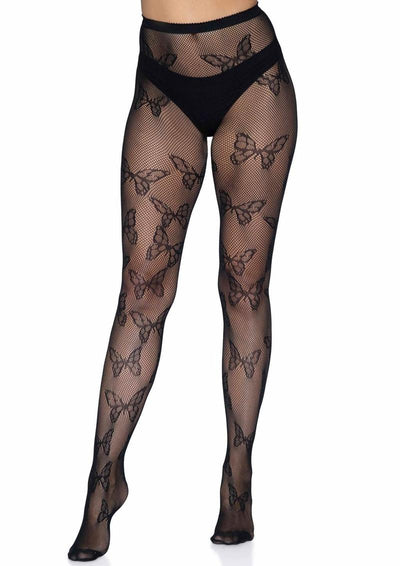 Leg Avenue Butterfly Net Tights - Black - One Size