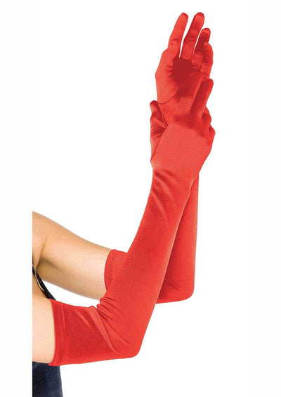 Leg Avenue Extra Long Satin Gloves - Red - One Size