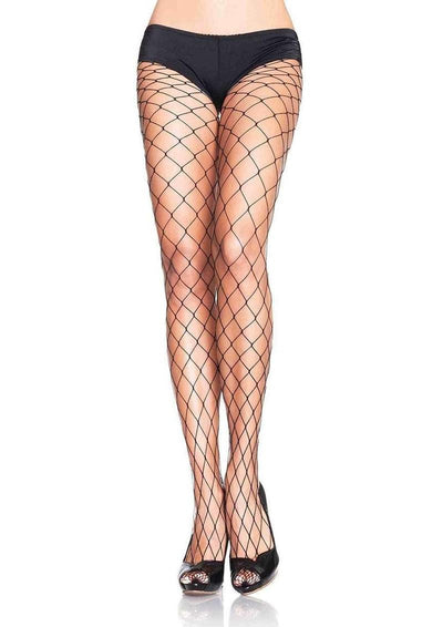 Leg Avenue Fence Net Pantyhose - Black - Plus Size/Queen