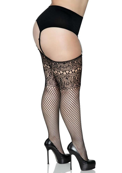 Leg Avenue Lace Top Fishnet Backseam Stockings