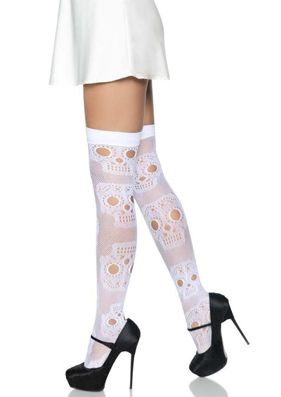 Leg Avenue Sugar Skull Net Thigh Highs