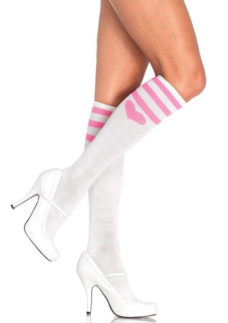 Leg Avenue Sweetheart Athletic Knee Socks - White - One Size