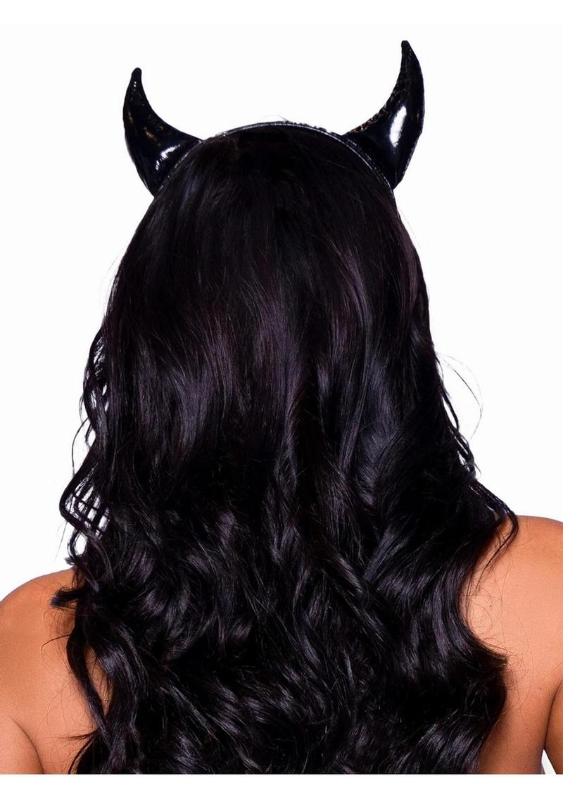 Leg Avenue Vinyl Devil Horns - Black - One Size