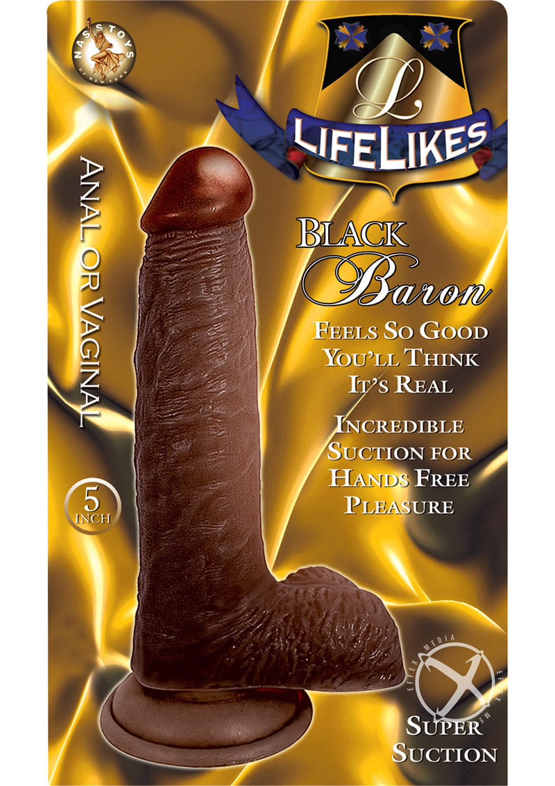 Lifelikes Black Baron Dildo - Chocolate - 5in