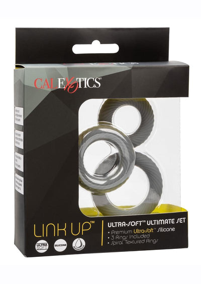 Link Up Ultra Soft Ultimate Set Silicone Cock Rings - Gray/Grey - Set Of 3