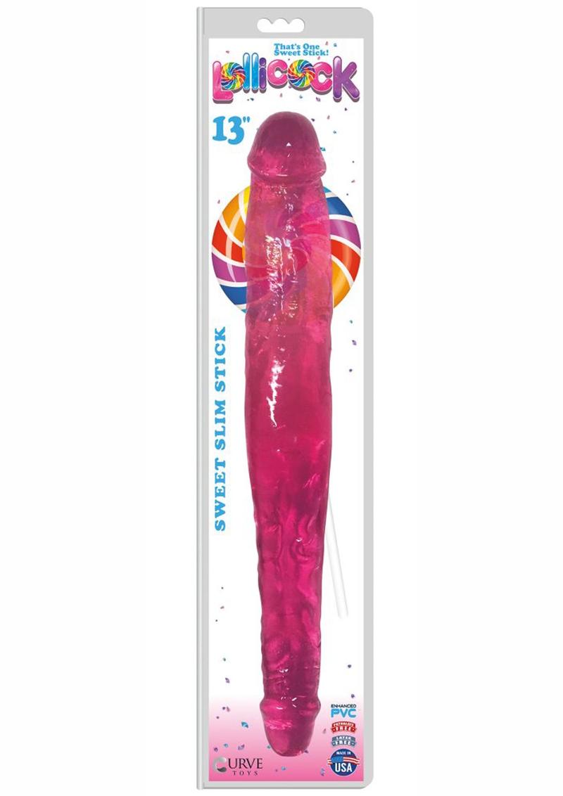 Lollicock Sweet Slim Stick Double Dong - Cherry - 13in