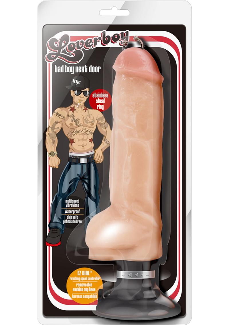 Loverboy Bad Boy Next Door Vibrating Dildo with Balls - Flesh/Vanilla - 13in