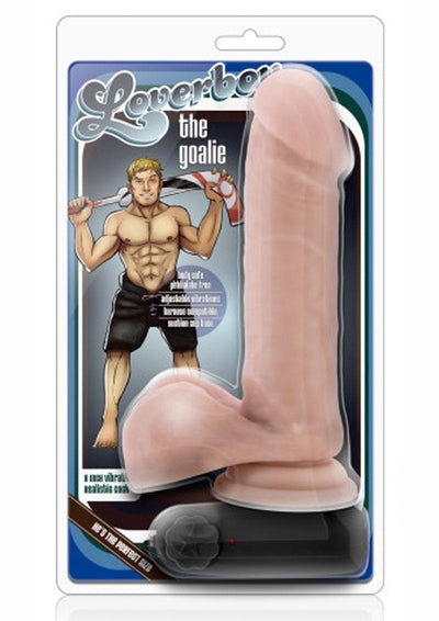 Loverboy The Goalie Vibrating Dildo with Balls - Flesh/Vanilla - 8in